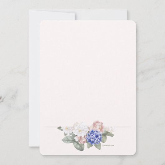 Invitation Hydrangées, pivoines et Roses Deuxième Mariage (Dos)