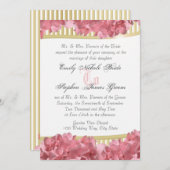 Invitation Hydrangées roses et bandes d'or (Devant / Derrière)