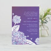 Invitation Hydrangées violettes dans le Mariage du coucher de (Debout devant)