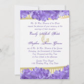 Invitation Hydrangées violettes et bandes d'or (Devant)