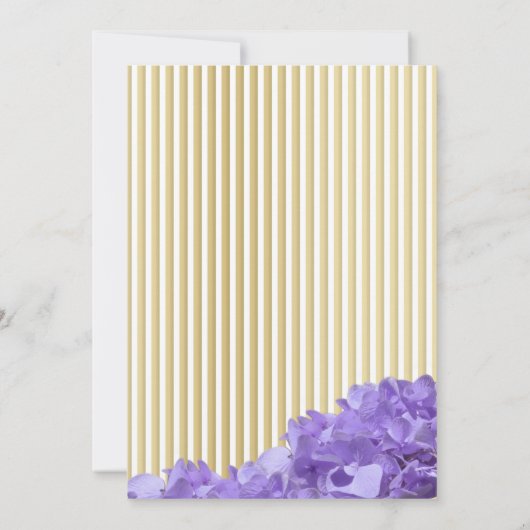 Invitation Hydrangées violettes et bandes d'or (Dos)