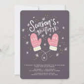 Invitation Hygge Mittens Fête de Noël (Devant)