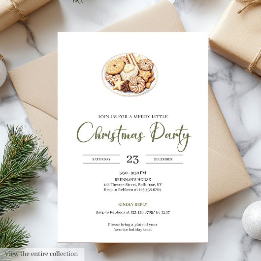 Invitation Hygge Style Olive Green Minimalist Christmas Party