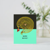 Invitation HYPER LABYRINTH rsvp, noir et bleu (Debout devant)