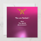 Invitation HYPER PAPILLON MONOGRAMME, bleu, rose aquamarine (Dos)