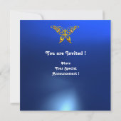 Invitation HYPER PAPILLON MONOGRAMME, bleu, turquoise aigue-m (Dos)