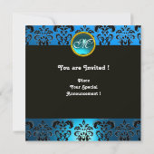 Invitation HYPER PAPILLON MONOGRAMME, damas bleu, aigue-marin (Dos)