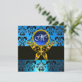 Invitation HYPER PAPILLON MONOGRAMME, damas bleu, saphir (Debout devant)