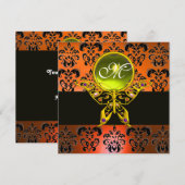 Invitation HYPER PAPILLON MONOGRAMME, damas orange, gemme jau (Devant / Derrière)