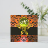 Invitation HYPER PAPILLON MONOGRAMME, damas orange, gemme jau (Debout devant)