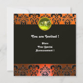 Invitation HYPER PAPILLON MONOGRAMME, damas orange, gemme jau (Dos)