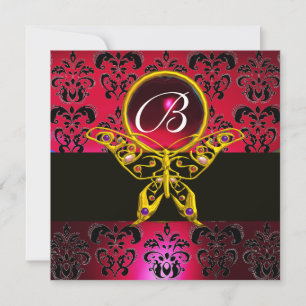 Invitation HYPER PAPILLON MONOGRAMME Damas Rouge Bourgogne Bi