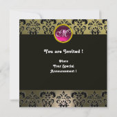 Invitation HYPER PAPILLON MONOGRAMME, gris damas rose rouge r (Dos)