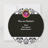 Invitation HYPER PAPILLON MONOGRAMME ROSE, damas noir blanc (Dos)