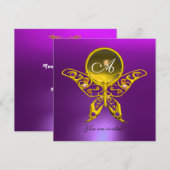 Invitation HYPER PAPILLON MONOGRAMME, topaze jaune , violet (Devant / Derrière)