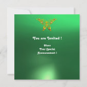 Invitation HYPER PAPILLON MONOGRAMME, vert ,topaze jaune (Dos)