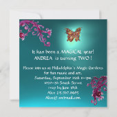 Invitation HYPER PARROTS /Deuxième fête d'anniversaire, Turqu (Dos)