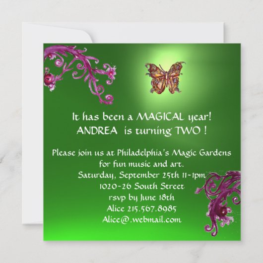 Invitation HYPER PARROTS / Première fête d'anniversaire, Emer (Dos)