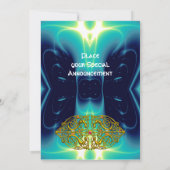 Invitation HYPER VALENTINE/COEUR CELTIQUE OR bleu aqua brilla (Dos)