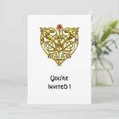 Invitation HYPER VALENTINE/ NŒUD CELTIQUE OR CŒUR Blanc (Debout devant)