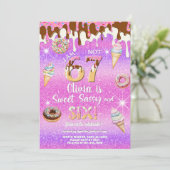 Invitation I am 6 not 7 girl 6th birthday invitation. (Debout devant)