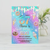 Invitation I am 6 not 7 girl 6th birthday invitation. (Debout devant)