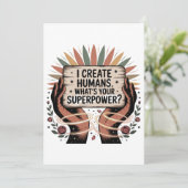 Invitation I Create Humans. What’s Your Superpower (Debout devant)