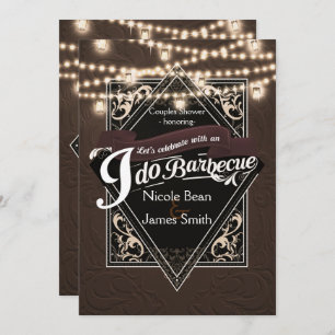 Invitation I DO BARBECUE BBQ Faux Cuir & Lumières Fiançailles