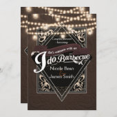 Invitation I DO BARBECUE BBQ Faux Fiançailles en cuir et lumi (Devant / Derrière)