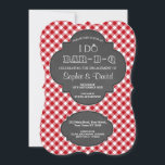 Invitation I DO BARBEQUE Fiançailles Chalk En vichy Invitatio<br><div class="desc">Un design chic I DO BBQ pour les invitations à la fête de fiançailles. Il dispose d'un arrière - plan en vichy rouge avec deux belles formes de tableau pour le texte et la typographie BAR-B-Q. Utilisez l'outil Customiser pour ajouter vos informations. Ce serait l'invitation parfaite I DO Barbecue pour...</div>