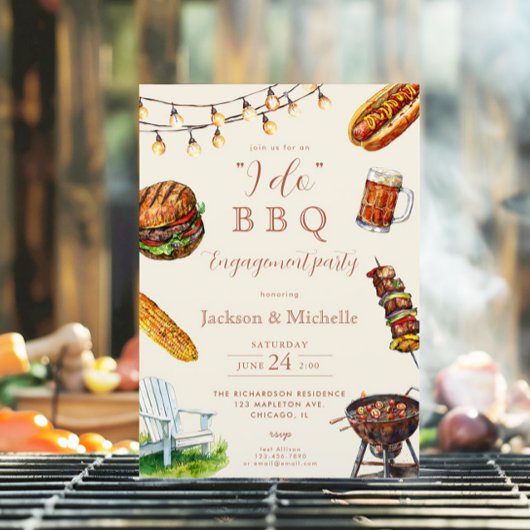 Invitation I DO BBBQ barbecue fête d'engagement