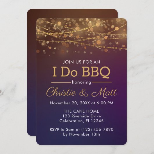 Invitation I DO BBBQ Dusk Bokeh (Devant / Derrière)