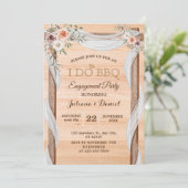 Invitation I DO BBBQ Engagement Party Modern Wood Floral (Debout devant)