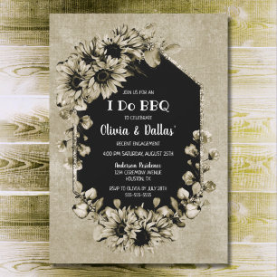 Invitation I Do BBQ Country Sunflower Floral Engagement Party