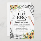 Invitation I Do BBQ Douche noir et blanc avec tournesol (Devant / Derrière)
