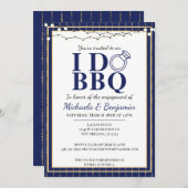 Invitation I Do BBQ Engagement Party Blue Couples Douche (Devant / Derrière)