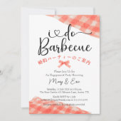 Invitation I Do BBQ Engagement Party Rouge En vichy Aquarelle (Devant)
