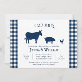 Invitation I Do BBQ Farmhouse Marine Blue Plaid Couples Douch (Devant)