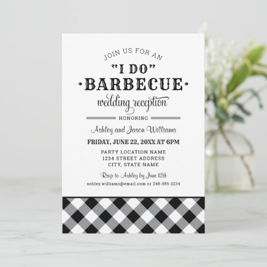 Invitation I Do BBQ Noir et Blanc Mariage Réception (Debout devant)
