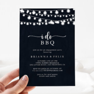 Invitation I Do BBQ Rustic String Lights Engagement Party  
