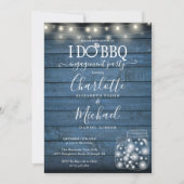 Invitation I Do BBQ Rustique String Lights Mason Jar Fiançail (Devant)