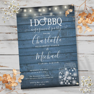Invitation I Do BBQ Rustique String Lights Mason Jar Fiançail