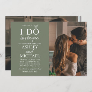 Invitation I Do BBQ Sage Green 2 Photo Simple Script Douche