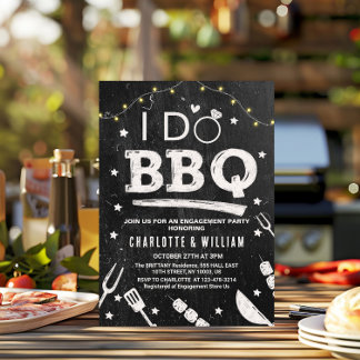 Invitation I Do BBQ String Lights Rustic Engagement Party 