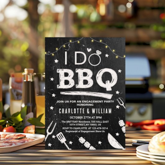 Invitation I Do BBQ String Lights Rustic Engagement Party