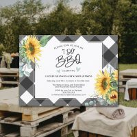I Do BBQ Sunflower Buffalo Plaid Fête des mariées