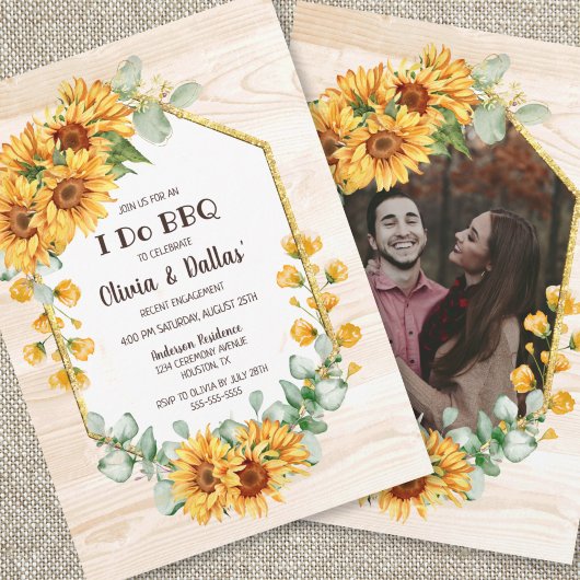 Invitation I Do BBQ Sunflower Fiançailles Florales