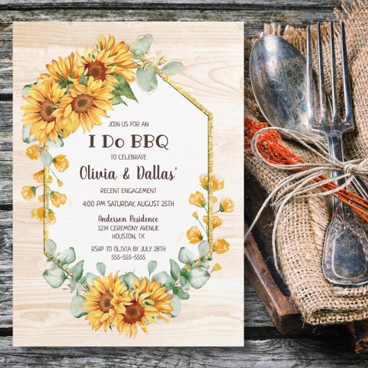 Invitation I Do BBQ Sunflower Fleur de soleil Fleur d'engagem