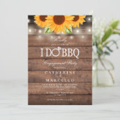 Invitation I Do BBQ Sunflower Rustic Wood Engagement Party (Debout devant)