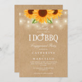 Invitation I Do BBQ Sunflower Rustique Kraft Engagement Party (Devant / Derrière)